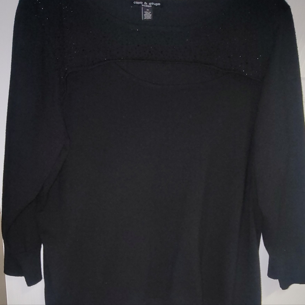 Cable and Guage embellished round neck cut out sweater